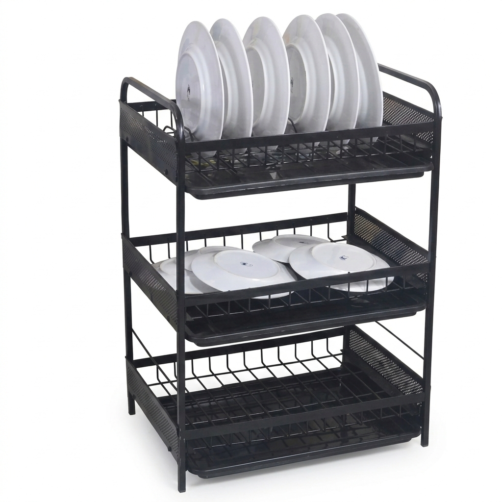 3 Layer Iron Drain Dish Rack